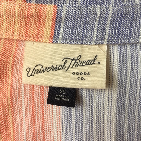 Orange and Blue striped summer button down Size XS - Picture 4 of 7
